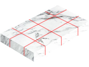 Cross and vertical stone cutting